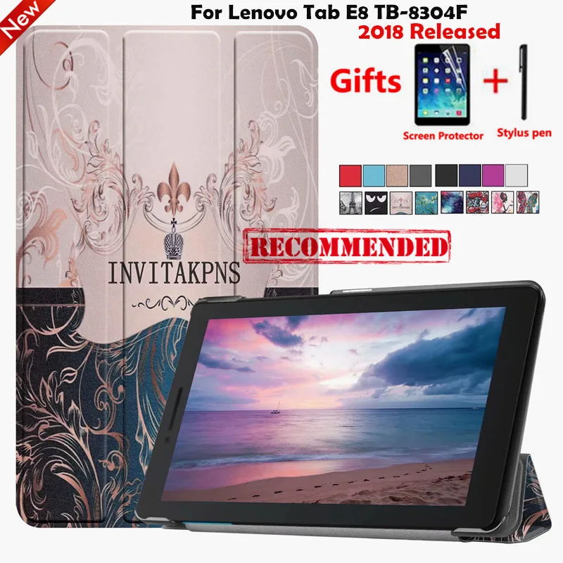 

NEWCOOL Ultra slim Cover Case for Lenovo TAB E8 Tablet TB-8304 Cover for 2018 Released Tablet Tab E8 TB-8304F +film + stylus