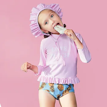 

Children's Swimsuit Kids Girls 2019 Swimwear Baby Bikini Girl Swimming Suit Bathing Suits Child Long Sleeve Caps For Animal