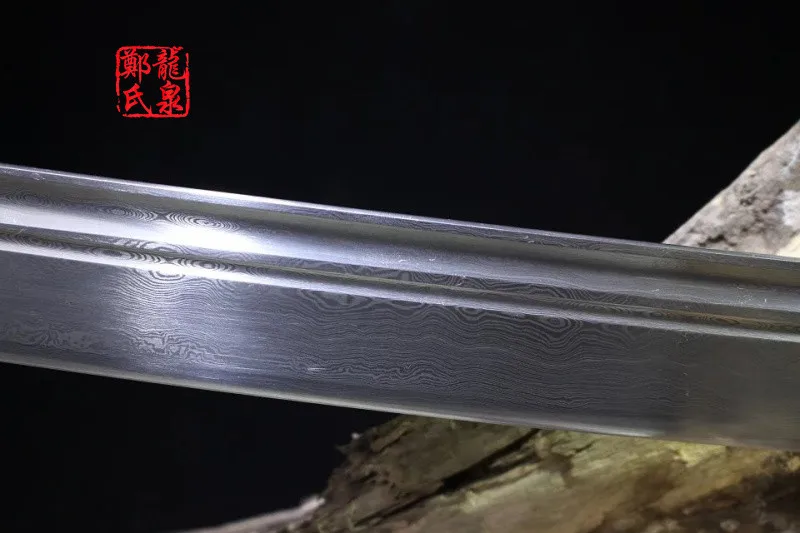 Real Chinese Sword Damascus Steel Antique Bronze Qing Dao Metal Craft Home Decoration Martial Art Supply