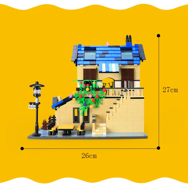 Сельская вилла Франции строительные блоки подходят город архитектурные кубики классическая модель подарок игрушки подарки для детей