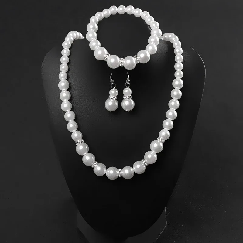 

Modyle Fashion Pearl Handmade Jewelry Sets Necklace Earrings Bracelet for Women Bridal Gift