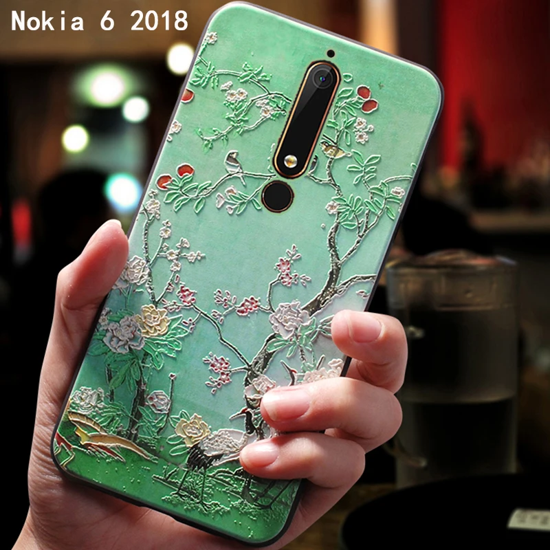 

YonLinTan Silicone Silicon 3d coque,cover,case For NOKIA 6 2017 5.5 Nokia6 2018 6.1 Original Luxury phone Back on cute 360 black