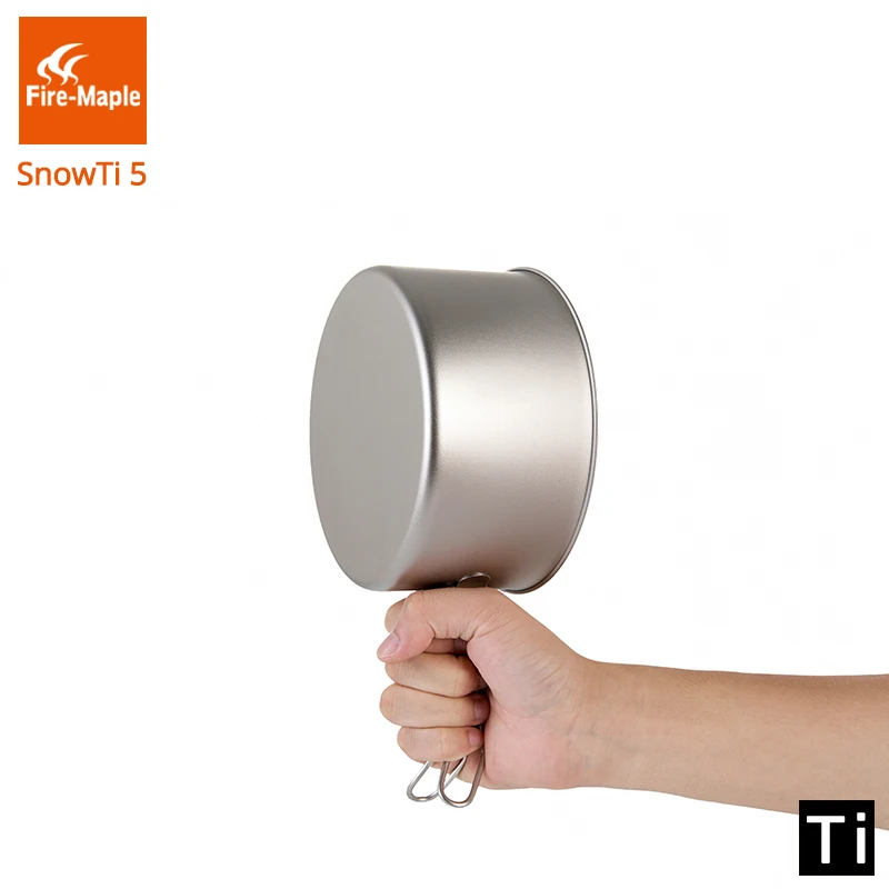  Fire Maple SnowTi 5 Portable Snow Titanium 1.35L Outdoor Camping Pot and 0.55L Frying Pan Ultra-Lig