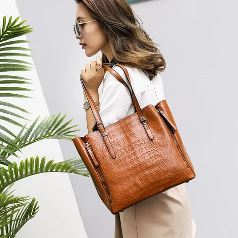 Bolsas de Couro Bolsas para as Mulheres Moda Feminina Padrão Genuíno Feminino Mensageiro Casual Senhoras Ombro Crocodilo Bolsa N415 2020