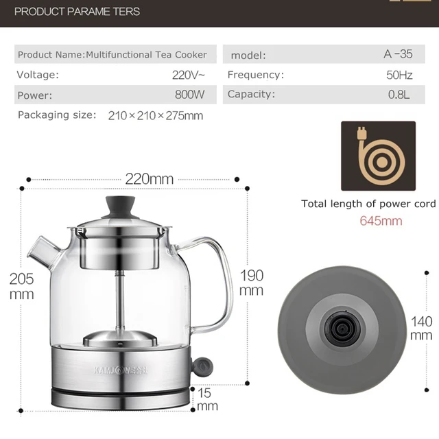 Automatikus Intelligens Főzőberendezés Üvegforraló Teaár Elektromos Vízforraló Gőzpermetű Tea Edény - Image 4