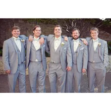 Костюмы на заказ, серые свадебные костюмы для мужчин, облегающие мужские костюмы, простой мужской костюм, Блейзер, 3 предмета, одежда для жениха(куртка+ брюки+ жилет) G577