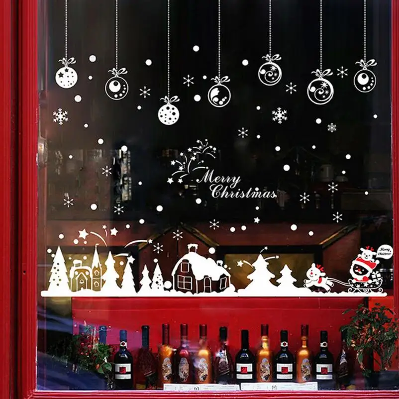 Рождество кабина съемный дом винил декоративные стикеры на окна Декор Прямая sep15 - Цвет: Multicolor