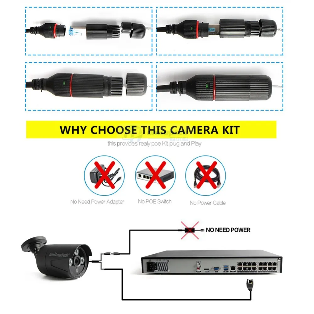 UNITOPTEK 16CH 1080 P POE система NVR комплект с 16 шт. 2.0MP пуля сети IP камера Открытый