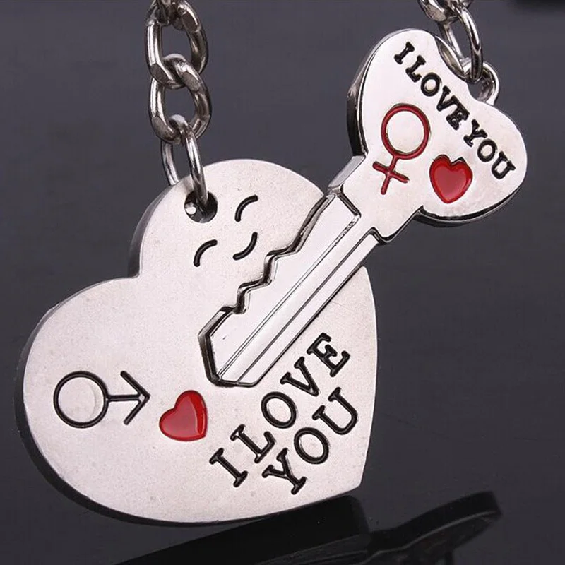 

1 Pair Couple I LOVE YOU Letter Keychain Heart Key Ring Silvery Lovers Love Key Chain Souvenirs Valentine's Day gift