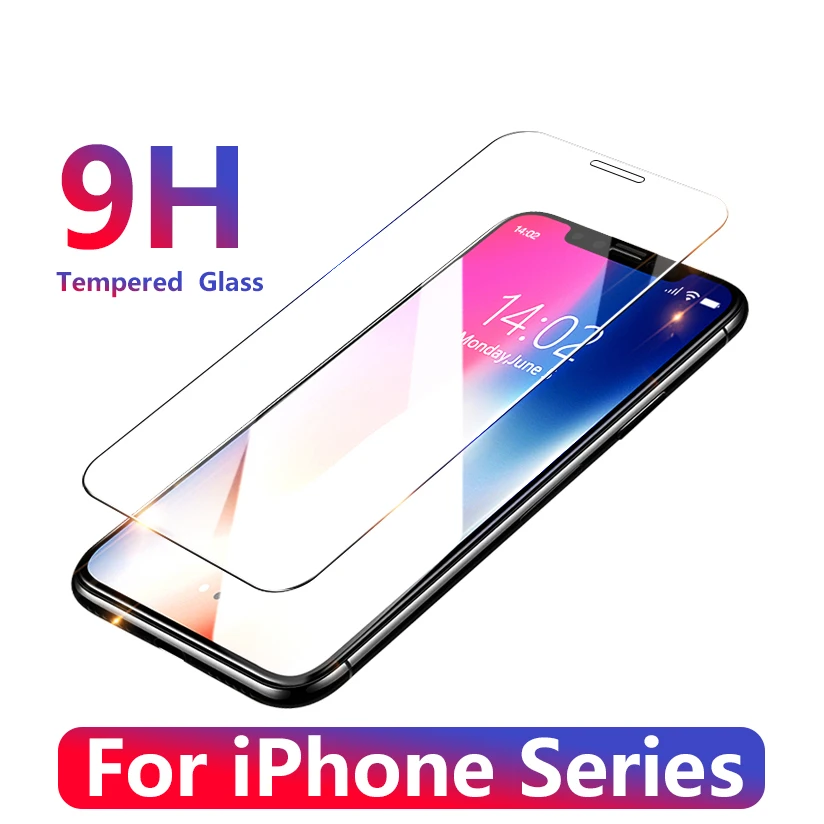 Goede 9 H Anti vingerafdruk Beschermende Glas voor iPhone 6 s 7 8 Plus Screen Protector iPhone 4 5 Gehard glas op iPhone X XS Plus Glas