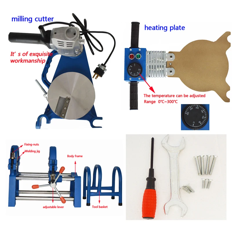 110 В/220 В 2 Зажим для труб сварочный инструмент для слияния 2,"-6,30"(63-200 мм) PE PPR PB PVDF HDPE Стыковая сварочная труба сварочный трубопровод горячего расплава двигателя