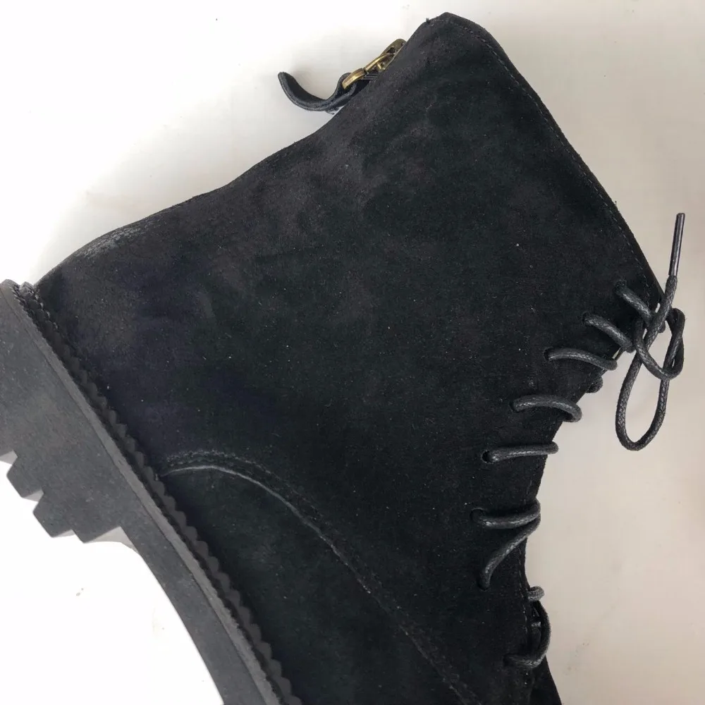 Careaymade-2018 Autumn winter new porcine dermis after the zipper thick heel retro women's Martin boots Genuine leather boots Careaymade-2018 Autumn winter new porcine dermis after the zipper thick heel retro women's Martin boots Genuine leather boots
