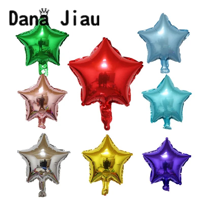 

High-quality 5pcs/set 10inch gold silver rose gold star Happy Birthday Party Decoration Pentagram aluminium foil balloons