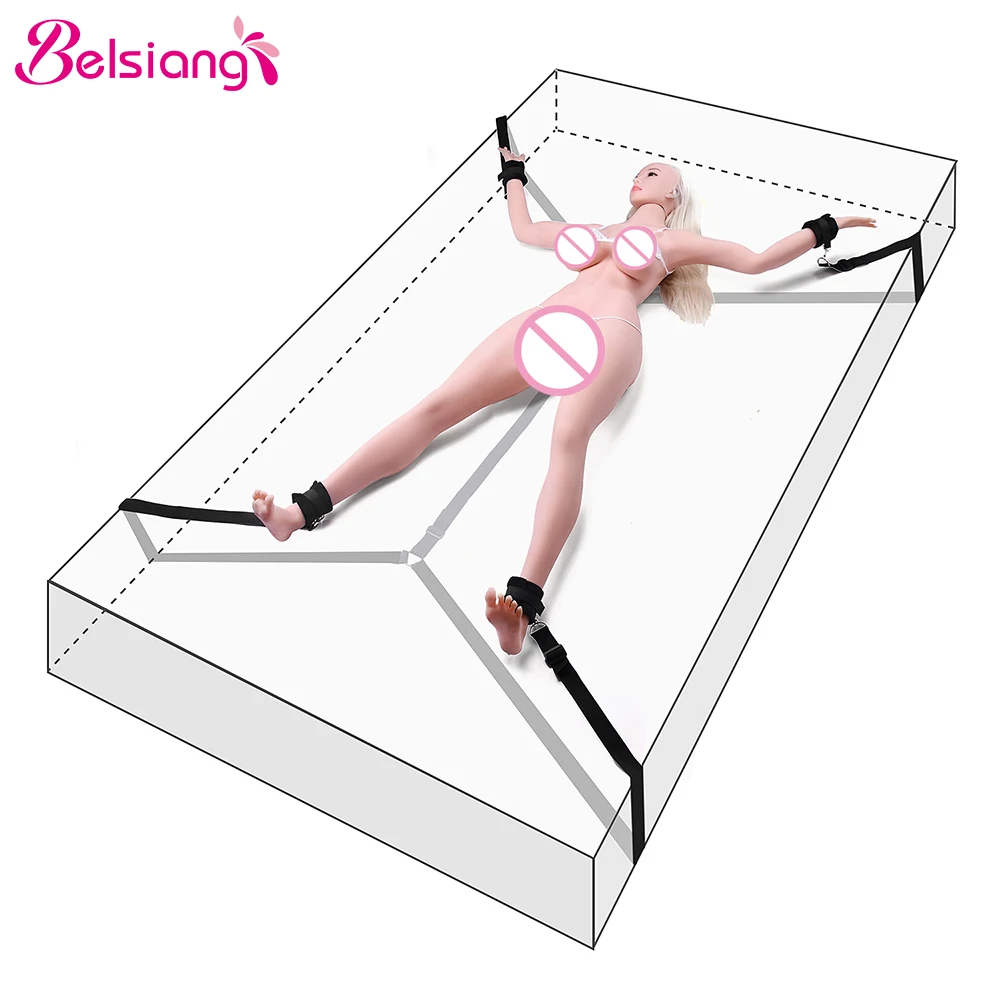 Belsiang Sex Restraints Bed Handcuffs Bdsm Bondage Set Strap Furniture Under Ankle Cuffs Erotic Toys for Couples | Красота и здоровье