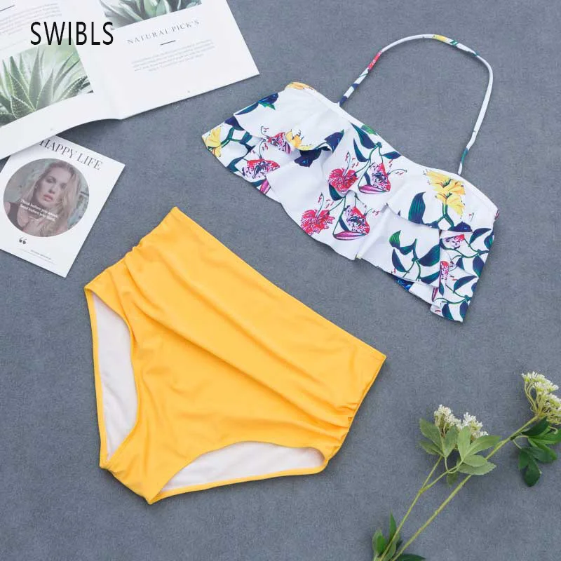 

2019 Female Sexy Plus Size S-3X High Waist Bikini set Swimming Wear Brazilian Beach Bathing Suit push-up Biquinis Women Swimwear