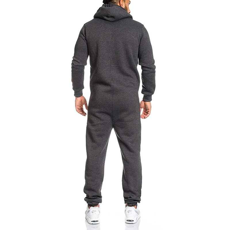 Men's Casual Long Sleeve Cotton Overalls Pants Jumpsuits Rompers Trousers Personality One-piece Hooded Men's Sweater