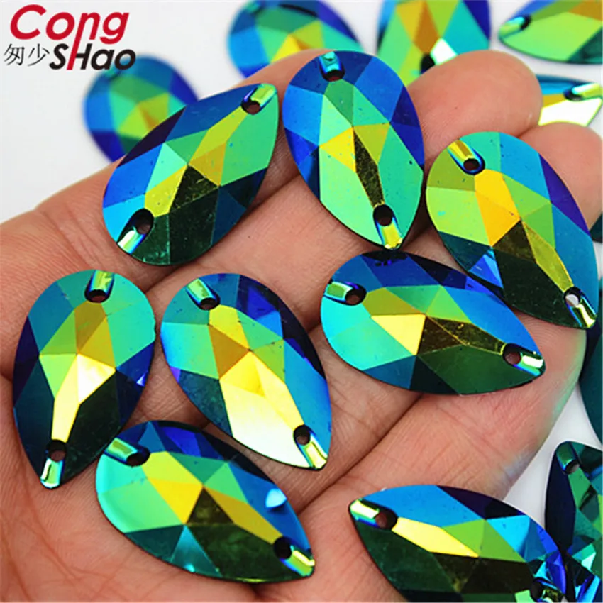 Женские Стразы с плоским основанием Cong Shao 50 шт. 16*28 Искусственные черные