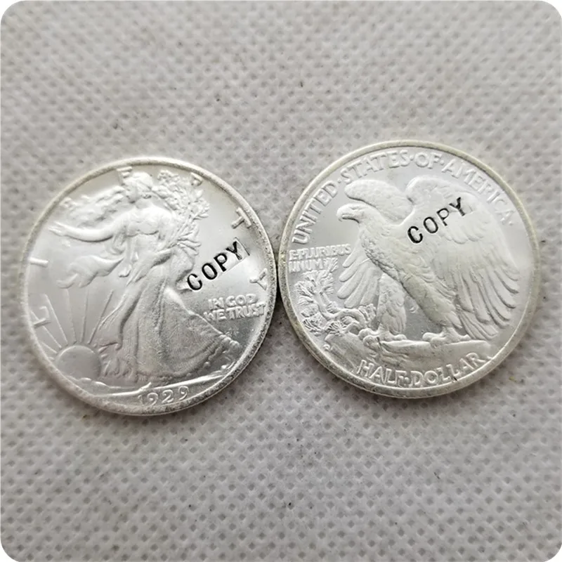1929D UNC silver 1929-S, D Walking Liberty полдоллара Монета КОПИЯ памятные монеты-копия монет медаль коллекционные монеты - Цвет: 1929D UNC silver