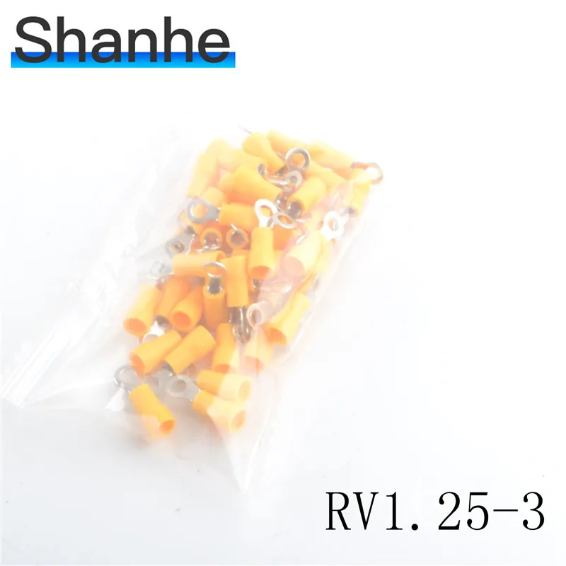Изолированные кольцевые клеммы, кольцевые изолированные клеммы RV1.25-3 - Цвет: Цвет: желтый