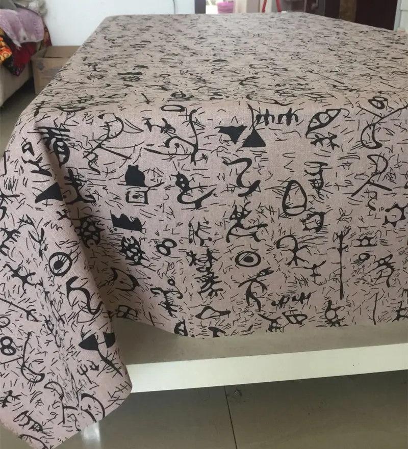 Beige yellow Китайский стиль, утолщенная льняная хлопковая скатерть с рисунком Oracle, моющаяся скатерть для кофейного ужина, скатерть для свадебного банкета - Цвет: Beige yellow