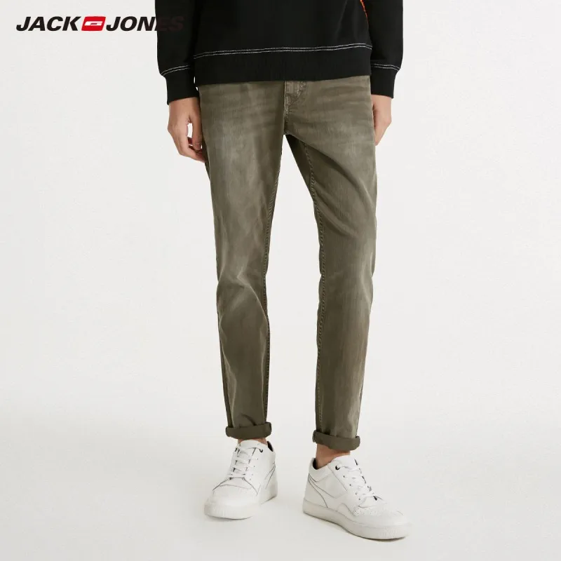 JackJones мужские модные трендовые узкие Стрейчевые джинсы мужская одежда 218432528 - Цвет: OLIVE