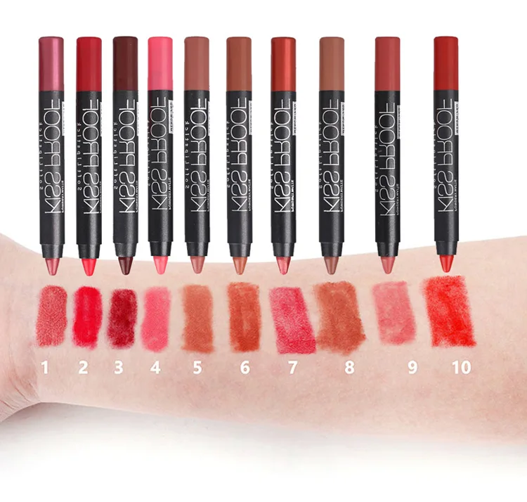 Tatuagem à Prova Água de Longa-duração de Veludo Monte de Maquiagem Menow Vermelho Batom Nude Matte Verdadeira Cor Marrom Lápis Conjunto 6 Pcs d' 6 Água de Longa-duração de Veludo Vermelho Batom