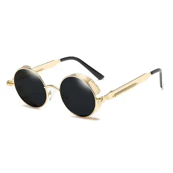 

2019 Metal Round Steampunk Sunglasses Men Women Fashion Glasses Brand Designer Retro Frame Vintage Sunglasses High Quality UV400