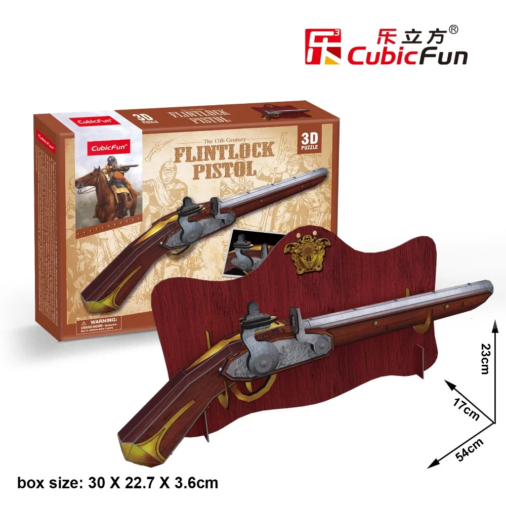 Candice guo CubicFun 3D paper puzzle model building game the 17th century flintlock pistol gun toy kid birthday gift present 1pc