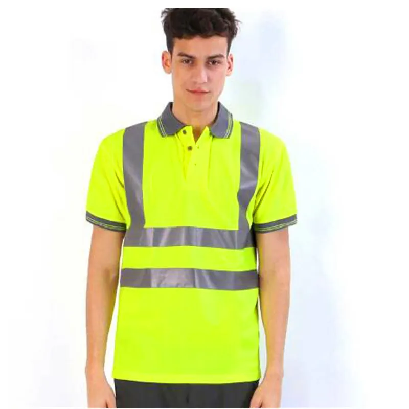 ليلة سلامة العمل الملابس وزرة التجفيف السريع جدا خفيفة الوزن تي شيرت قصيرة الأكمام قميص أمان عاكسة سلامة الملابس