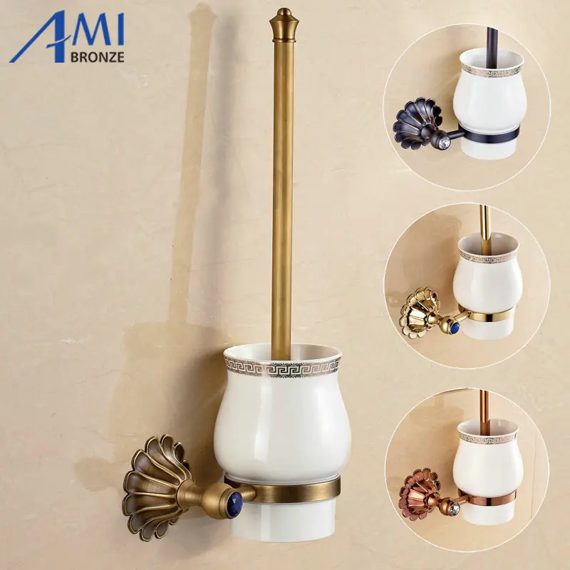 12 Petals Series Antique/Gold/Black/Rose Brass Toilet Brush Holders