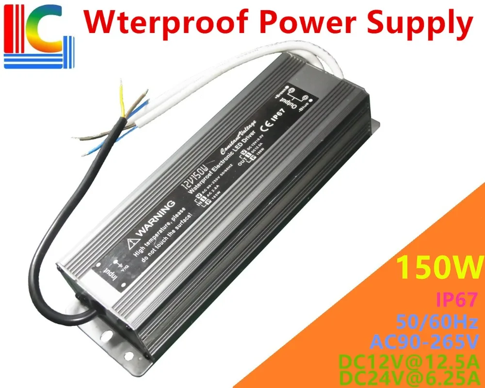 

IP67 Waterproof 150W LED Switching Power Supply 12V 24V LED Driver Adapter 12.5A 6.25A Underwater light Underground 110V 220V CE