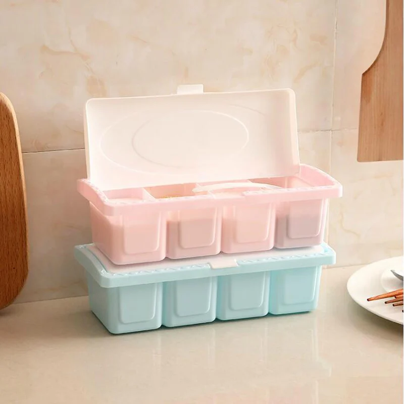 

BS040 Kitchen seasoning box Four lattice flavoring box 21.5*9.5cm