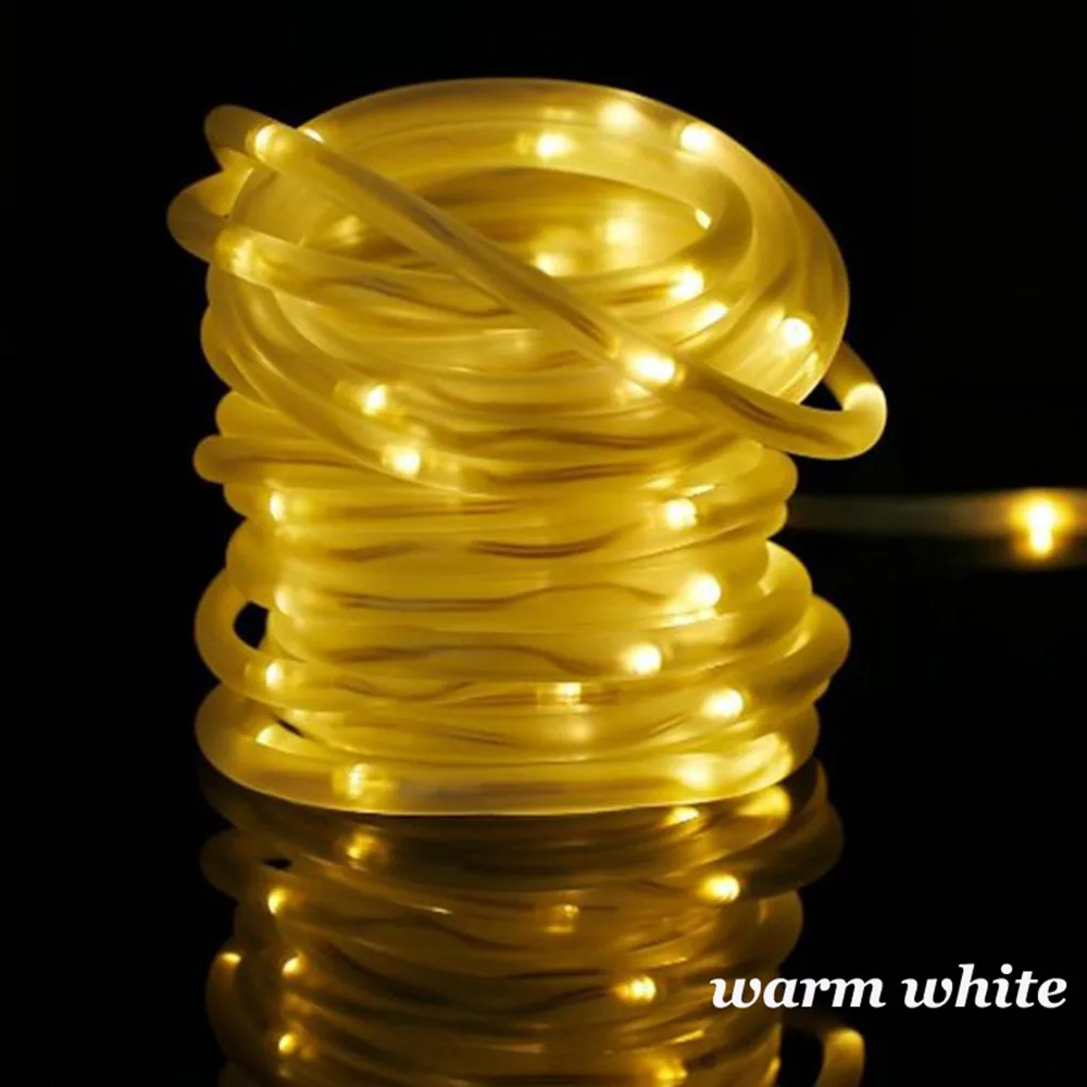 Outdoor Rope String Lights 5M 50LED Waterproof Tube Light Copper Wire Fairy Lights for Garden Fence Yard Party Wedding Decoratio - Испускаемый цвет: Warm white