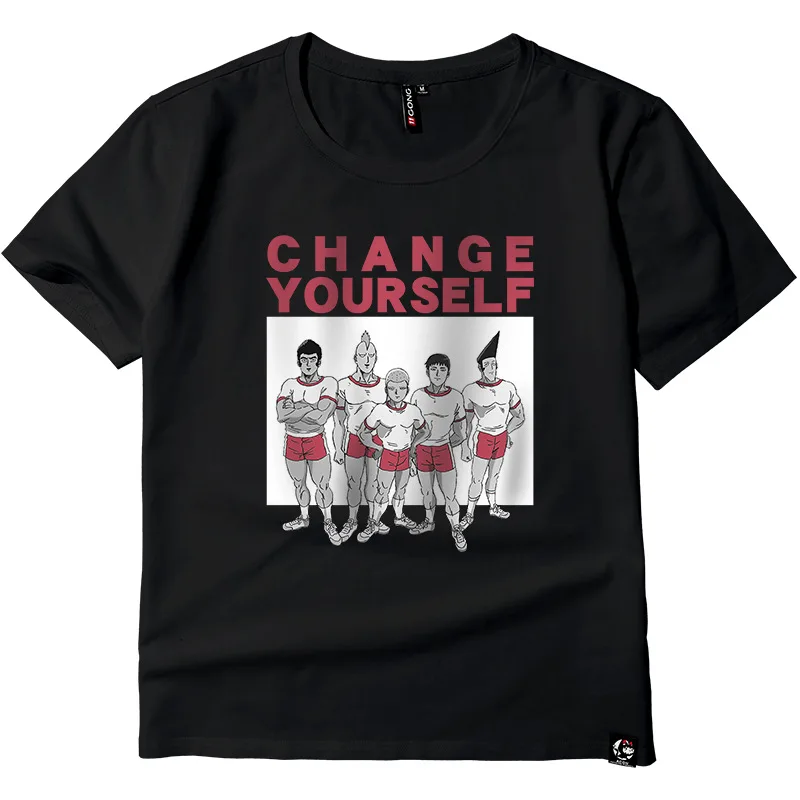 

Anime Mob Psycho 100 Change Yourself Printing T shirt Cosplay Costumes O neck Short Sleeve Tees T-shirt