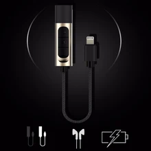 2 in 1 Earphone Audio+Charging Adapter For Lightning iPhone 7 7 Plus to 3.5 mm Headphone Jack Cable w/ Volume Adjustment Button