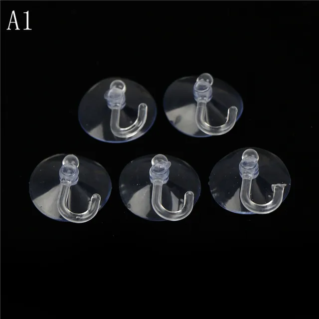 5pcs Wall Suction Cup Hook Hangers Vacuum Sucker Clear Suckers Door