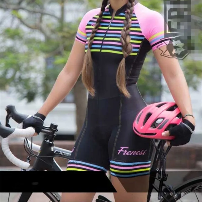 

2019 Pro Team Triathlon Suit Women's short sleeve Cycling Jersey Skinsuit Jumpsuit Maillot Cycling Ropa ciclismo set gel 048b