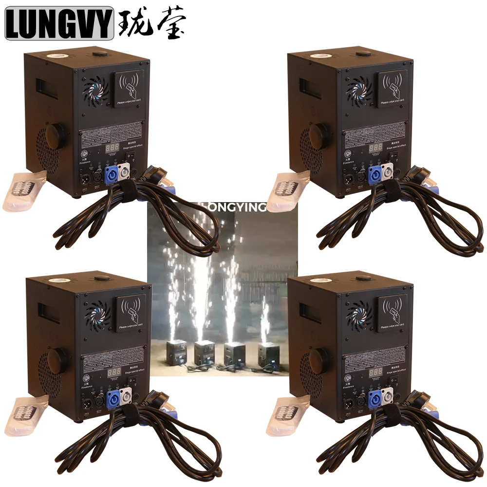 

Free Shipping 4pcs/lot Remote DMX Control Stage Cold Spark Fireworks Sparkular Machine For Outdoor Indoor Wedding Celebration