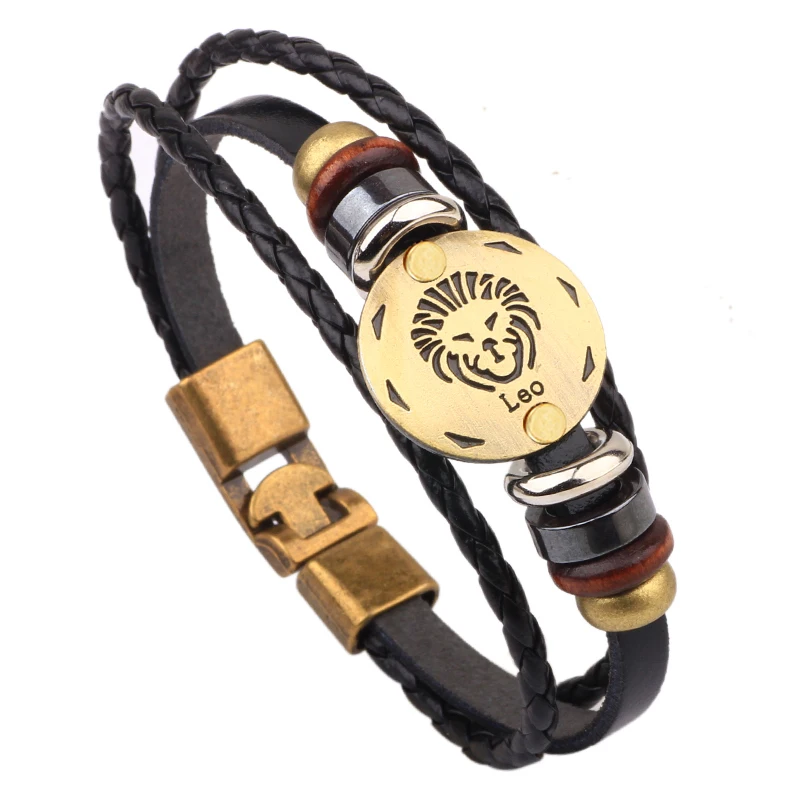 Vnox, 12, кожаный браслет, мужские ювелирные изделия, Ретро стиль, очаровательный браслет, мужские ювелирные изделия 8,2" - Окраска металла: BL3165