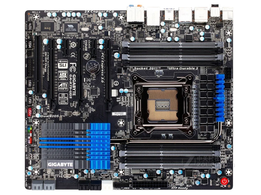 

Gigabyte GA-X79-UD5 Desktop Motherboard UD5 X79 LGA 2011 Core i7 DDR3 64GB USB3.0 SATA3 E-ATX Original Used Mainboard