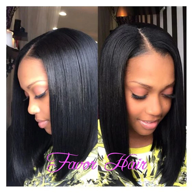 

Lace Front Wig Bob Short Synthetic Lace Front Wig Heat Resistant 130% Density Black Layered Bob Wigs With Baby Hair