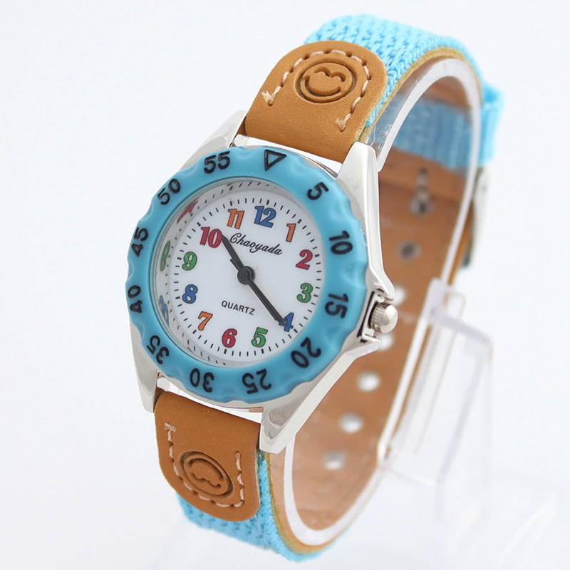 Милые кварцевые часы для мальчиков и девочек, детские тканевые часы с ремешком для студентов, наручные часы, подарки, цветной числовой циферблат, часы U32