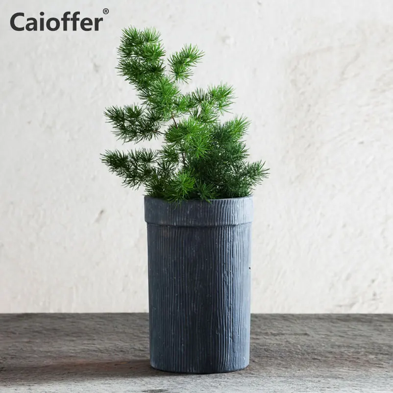 

Caioffer Ceramic Pot Surface Stripe Texture Simple Durable Planter Flowerpot With Hole At The Bottom Mini Small Bonsai 15*9.5cm