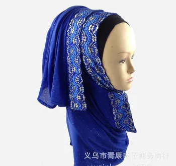 

Fashion women's sequins scarf high quality Turkish Indonesian muslim hijab for women bling headwear girl's cap 11 colors