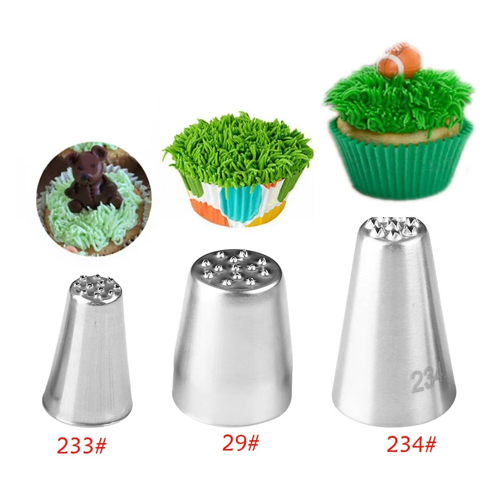 

1Pc or 3pcs/set Grass Cream Icing Nozzles Cupcake Head Cake Decorating Stainless Steel Pastry Decor Tip Piping Pastry Cupcake
