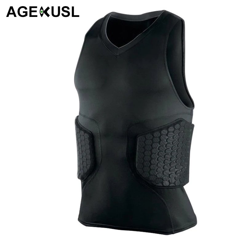 

AGEKUSL Boy Men's Sport Padded Compression Shirt Rib Protector For Paintball Football Basketball Cycling MTB Bike Bicycle Jersey