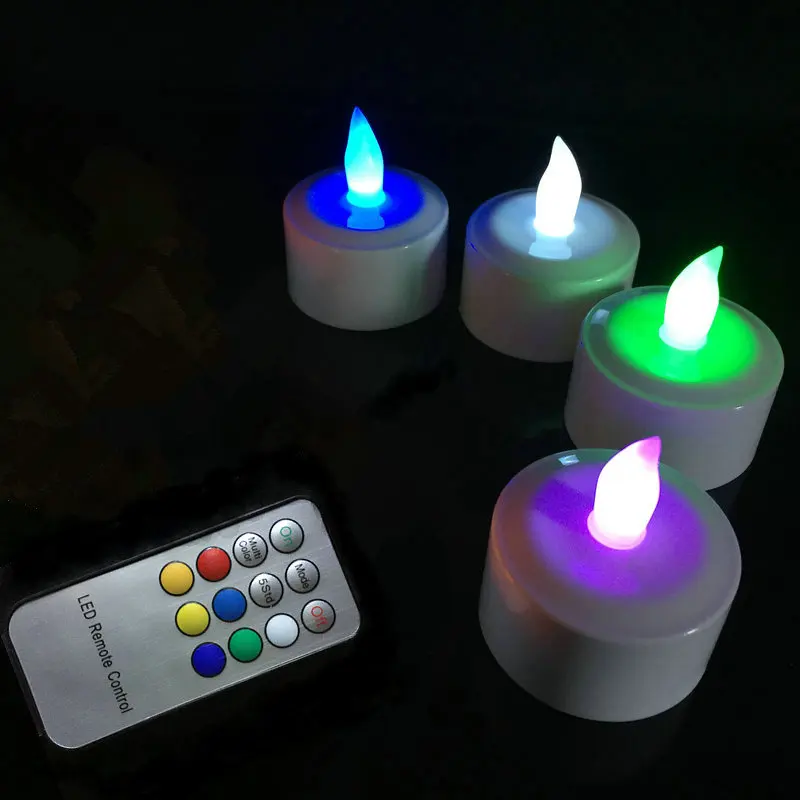 Набор из 4 Дистанционное управление Перезаряжаемые TeaLight светодиодный свечи матового беспламенном свеча лампы f/вечерние свадебные домашний стол-многоцветный