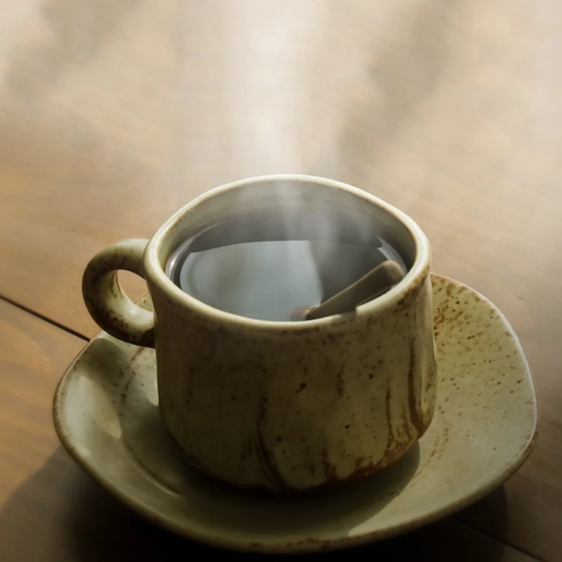 Японский стиль винтаж грубая керамика кофе чашка ручной работы керамика кружка день чашки дома посуда для напитков завтрак чашки капучино