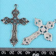 Antigüedades de plata Vintage colgantes crucifijo Cruz colgante para hacer joyería pulseras DIY accesorios regalos caliente Z1043