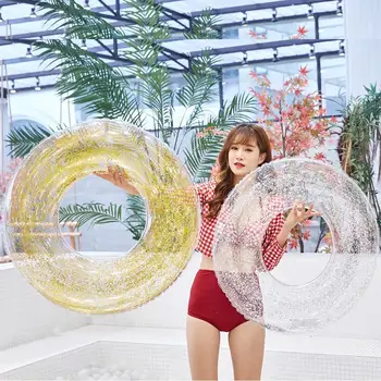 

Adult Inflatable Sequins Swimming Pool Float Rafts Circle Swim Ring Pad Cushion